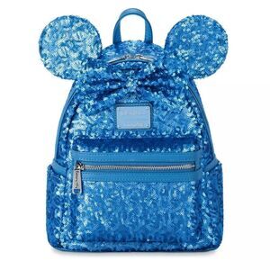Loungefly Disney Minnie Mouse Blue Sequined Mini Backpack – Hydrangea